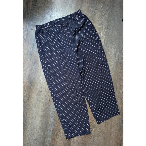 Vintage Navy Blue Polka Dot Cropped Pants: Fritzi California Trousers Size Large - Picture 1 of 7